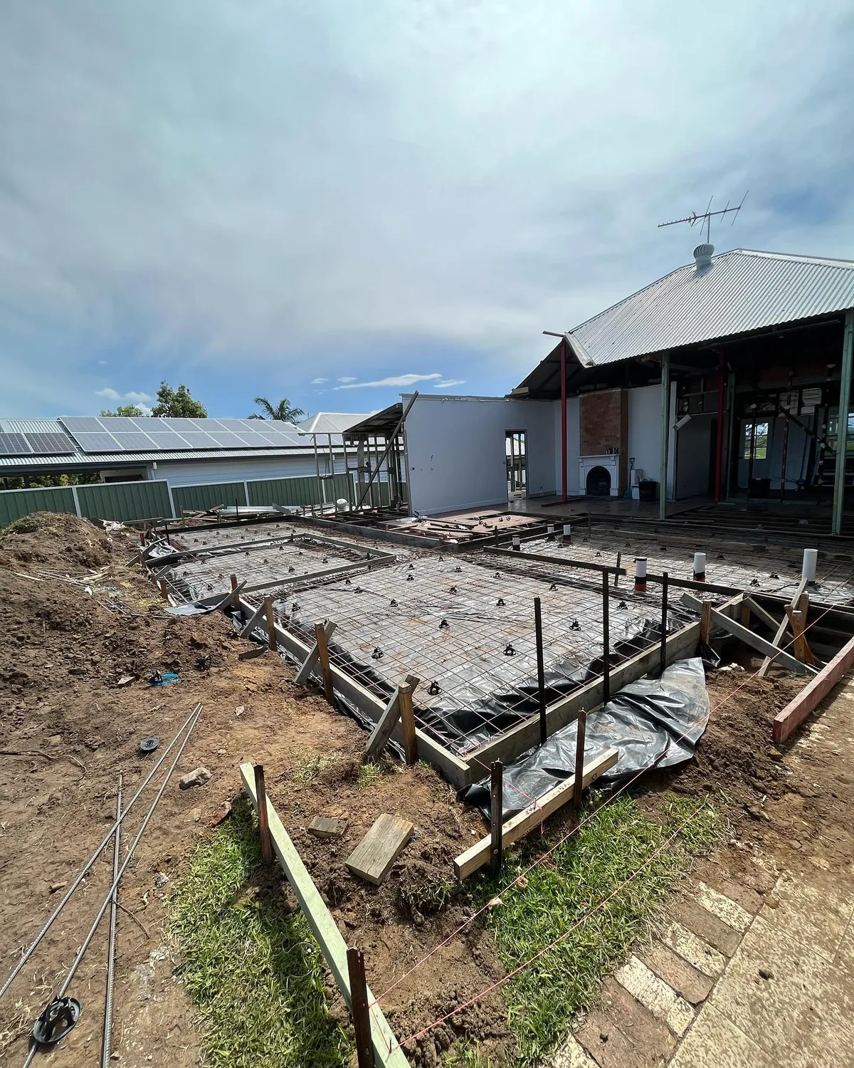 Shed slab with rebar and formwork